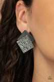 Square With Style - Black Post Earrings - Paparazzi Accessories Post Earrings Bedazzle Me Pretty Mobile Fashion Boutique