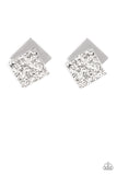 Square With Style - Silver Post Earrings - Paparazzi Accessories Post Earrings Bedazzle Me Pretty Mobile Fashion Boutique