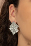 Square With Style - Silver Post Earrings - Paparazzi Accessories Post Earrings Bedazzle Me Pretty Mobile Fashion Boutique