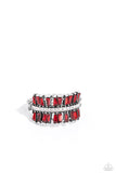 Staggering Stacks - Red Ring - Paparazzi Accessories Ring Bedazzle Me Pretty Mobile Fashion Boutique
