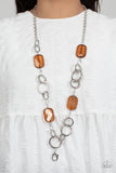Stained Glass Glamour - Brown Lanyard - Paparazzi Accessories Lanyard Bedazzle Me Pretty Mobile Fashion Boutique