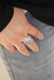 Stand Guard - Silver Ring - Paparazzi Accessories Ring Bedazzle Me Pretty Mobile Fashion Boutique