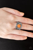 Stand Your Ground - Orange Ring - Paparazzi Accessories Ring Bedazzle Me Pretty Mobile Fashion Boutique