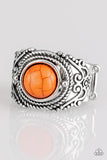 Stand Your Ground - Orange Ring - Paparazzi Accessories Ring Bedazzle Me Pretty Mobile Fashion Boutique