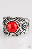 Stand Your Ground - Red Ring - Paparazzi Accessories Ring Bedazzle Me Pretty Mobile Fashion Boutique