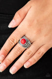 Stand Your Ground - Red Ring - Paparazzi Accessories Ring Bedazzle Me Pretty Mobile Fashion Boutique
