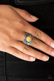 Stand Your Ground - Yellow Ring - Paparazzi Accessories Ring Bedazzle Me Pretty Mobile Fashion Boutique