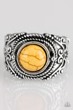 Stand Your Ground - Yellow Ring - Paparazzi Accessories Ring Bedazzle Me Pretty Mobile Fashion Boutique