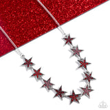 Star Quality Sensation - Red Necklace - Paparazzi Accessories Necklace Bedazzle Me Pretty Mobile Fashion Boutique
