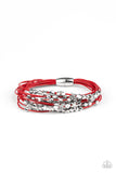 Star-Studded Affair - Red Bracelet - Paparazzi Accessories Bracelet Bedazzle Me Pretty Mobile Fashion Boutique