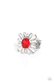 Starburst Season - Red Ring - Paparazzi Accessories Ring Bedazzle Me Pretty Mobile Fashion Boutique