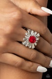 Starburst Season - Red Ring - Paparazzi Accessories Ring Bedazzle Me Pretty Mobile Fashion Boutique