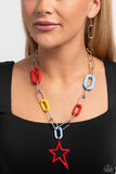 Stargazing Show - Red Necklace - Paparazzi Accessories Necklace Bedazzle Me Pretty Mobile Fashion Boutique