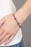 Stargazing Sparkle - Red Bracelet - Paparazzi Accessories Bracelet Bedazzle Me Pretty Mobile Fashion Boutique