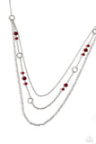 Starry-Eyed Eloquence - Red Necklace - Paparazzi Accessories Necklace Bedazzle Me Pretty Mobile Fashion Boutique