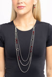 Starry-Eyed Eloquence - Red Necklace - Paparazzi Accessories Necklace Bedazzle Me Pretty Mobile Fashion Boutique
