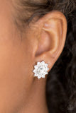 Starry Nights - White Earrings - Paparazzi Accessories Earrings Bedazzle Me Pretty Mobile Fashion Boutique