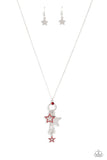 Starry Statutes - Red Necklace - Paparazzi Accessories Necklace Bedazzle Me Pretty Mobile Fashion Boutique