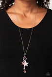 Starry Statutes - Red Necklace - Paparazzi Accessories Necklace Bedazzle Me Pretty Mobile Fashion Boutique