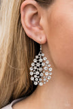 Start With A Bang - White Earrings - Paparazzi Accessories Earrings Bedazzle Me Pretty Mobile Fashion Boutique