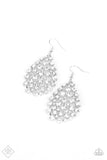 Start With A Bang - White Earrings - Paparazzi Accessories Earrings Bedazzle Me Pretty Mobile Fashion Boutique