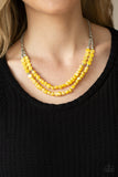 Staycation Status - Yellow Necklace - Paparazzi Accessories Necklace Bedazzle Me Pretty Mobile Fashion Boutique