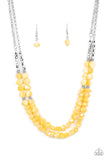 Staycation Status - Yellow Necklace - Paparazzi Accessories Necklace Bedazzle Me Pretty Mobile Fashion Boutique