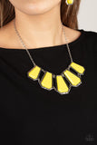 Stellar Heiress - Yellow Necklace - Paparazzi Accessories Necklace Bedazzle Me Pretty Mobile Fashion Boutique