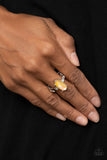 Stellar Sensation - Yellow Ring - Paparazzi Accessories Ring Bedazzle Me Pretty Mobile Fashion Boutique