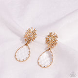 Stellar Shooting Star - Gold Post Earrings - Paparazzi Accessories Post Earrings Bedazzle Me Pretty Mobile Fashion Boutique