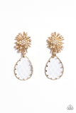 Stellar Shooting Star - Gold Post Earrings - Paparazzi Accessories Post Earrings Bedazzle Me Pretty Mobile Fashion Boutique