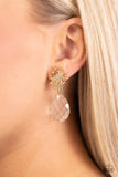 Stellar Shooting Star - Gold Post Earrings - Paparazzi Accessories Post Earrings Bedazzle Me Pretty Mobile Fashion Boutique