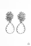 Stellar Shooting Star - White Post Earrings - Paparazzi Accessories Post Earrings Bedazzle Me Pretty Mobile Fashion Boutique