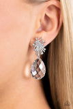 Stellar Shooting Star - White Post Earrings - Paparazzi Accessories Post Earrings Bedazzle Me Pretty Mobile Fashion Boutique