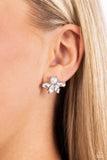 Stellar Showcase - White Post Earrings - Paparazzi Accessories Post Earrings Bedazzle Me Pretty Mobile Fashion Boutique