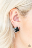 Stellar Square - Black Post Earrings - Paparazzi Accessories Post Earrings Bedazzle Me Pretty Mobile Fashion Boutique