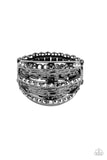 Stellar Stratosphere - Black Ring - Paparazzi Accessories Ring Bedazzle Me Pretty Mobile Fashion Boutique