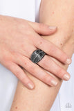 Stellar Stratosphere - Black Ring - Paparazzi Accessories Ring Bedazzle Me Pretty Mobile Fashion Boutique