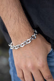 Step It Up - Silver Mens Bracelet - Paparazzi Accessories Mens Bracelet Bedazzle Me Pretty Mobile Fashion Boutique