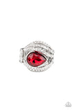 Stepping Up The Glam - Red Ring - Paparazzi Accessories Ring Bedazzle Me Pretty Mobile Fashion Boutique