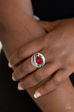Stepping Up The Glam - Red Ring - Paparazzi Accessories Ring Bedazzle Me Pretty Mobile Fashion Boutique