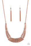 Stick To The ARTIFACTS - Copper Necklace - Paparazzi Accessories Necklace Bedazzle Me Pretty Mobile Fashion Boutique
