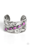 Still FLORAL Stones - Purple Bracelet - Paparazzi Accessories Bracelet Bedazzle Me Pretty Mobile Fashion Boutique