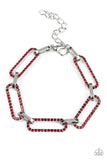 Still Not OVAL You - Red Bracelet - Paparazzi Accessories Bracelet Bedazzle Me Pretty Mobile Fashion Boutique