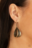 STIRRUP Some Trouble - Brass Earrings - Paparazzi Accessories Earrings Bedazzle Me Pretty Mobile Fashion Boutique