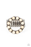 Stone Circles - White Ring - Paparazzi Accessories Ring Bedazzle Me Pretty Mobile Fashion Boutique