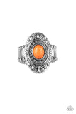 Stone Fox - Orange Ring - Paparazzi Accessories Ring Bedazzle Me Pretty Mobile Fashion Boutique