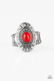 Stone Fox - Red Ring - Paparazzi Accessories Ring Bedazzle Me Pretty Mobile Fashion Boutique