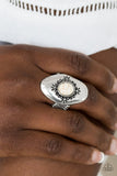 Stone Gardens - White Ring - Paparazzi Accessories Ring Bedazzle Me Pretty Mobile Fashion Boutique