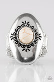 Stone Gardens - White Ring - Paparazzi Accessories Ring Bedazzle Me Pretty Mobile Fashion Boutique